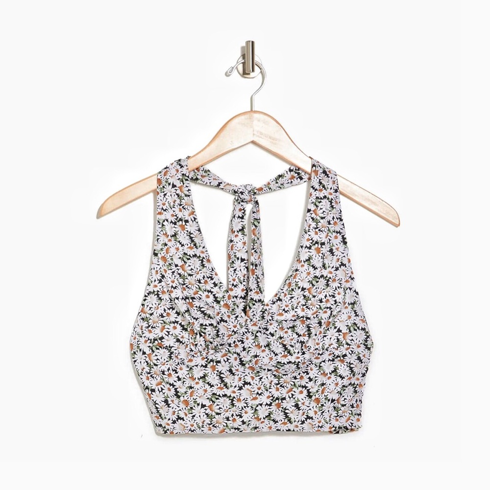 ABOUND Daisy Floral Print Smocked Cropped Halter Top